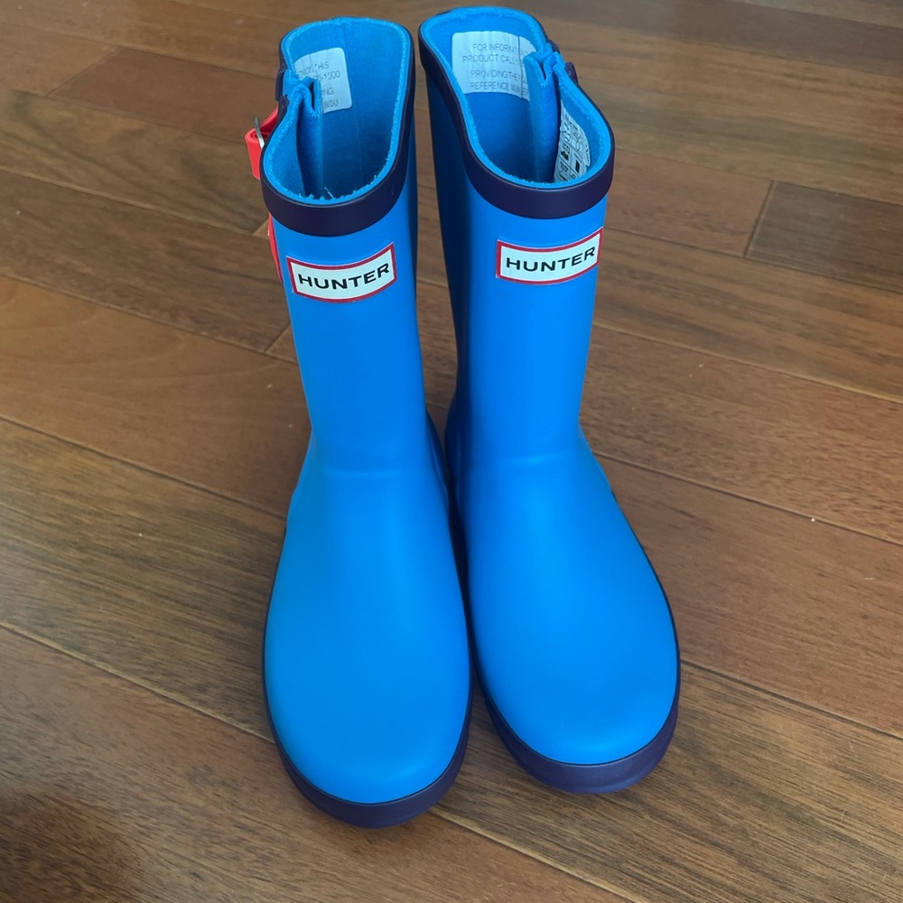 Hunter Orginal Kids Rain Boots Blue Red